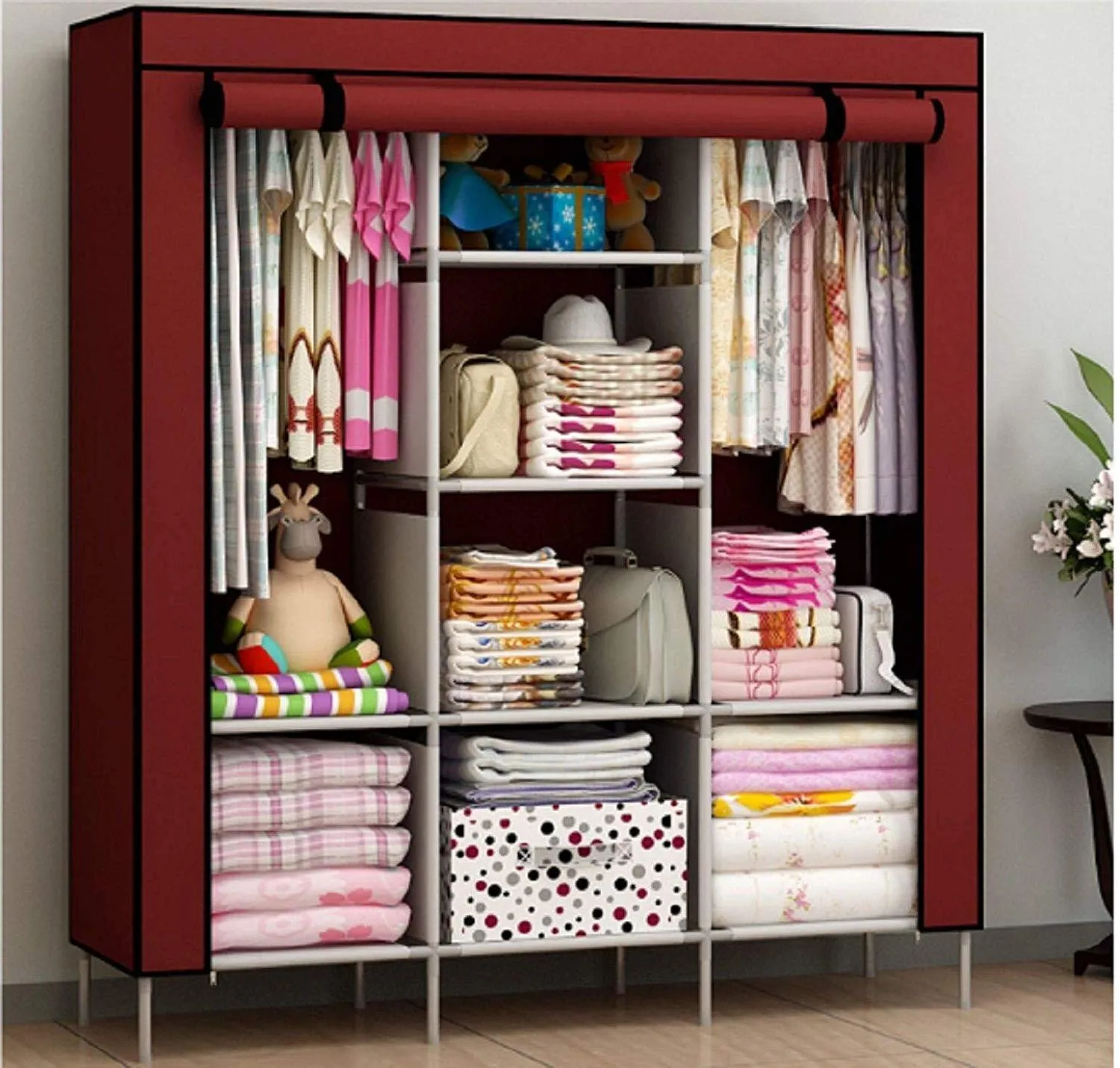 Portable 3 layer wardrobe
